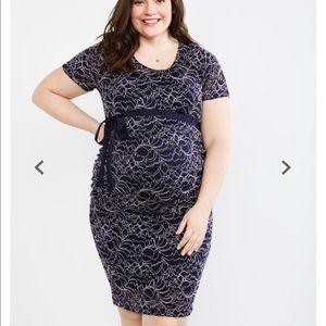 Plus Size Lace Ruched Maternity Dress